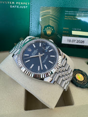 Rolex Datejust 41mm 126334 2026 Blue Index Dial Jubilee